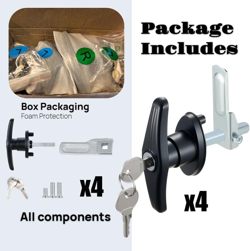 Ojeemii 4PCS Truck Cap Locking T-Handle, Truck Camper Shell Lock, Camper Shell Accessories, Key Alike Black T-Handle Locks (Left & Right) for Most Truck - Image 3